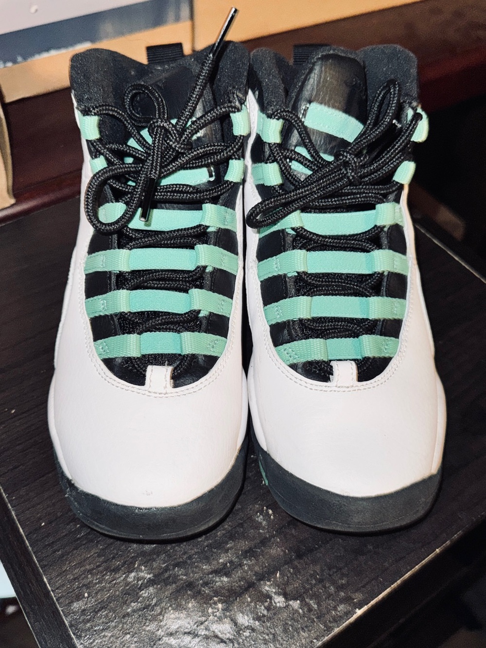 Jordan Kids White and Mint Green Lace-Up Sneakers